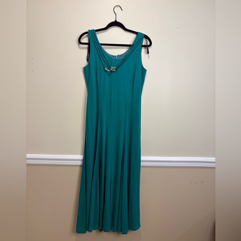 Farouche Teal Dress with Decorative Beads by Lori  Weidner